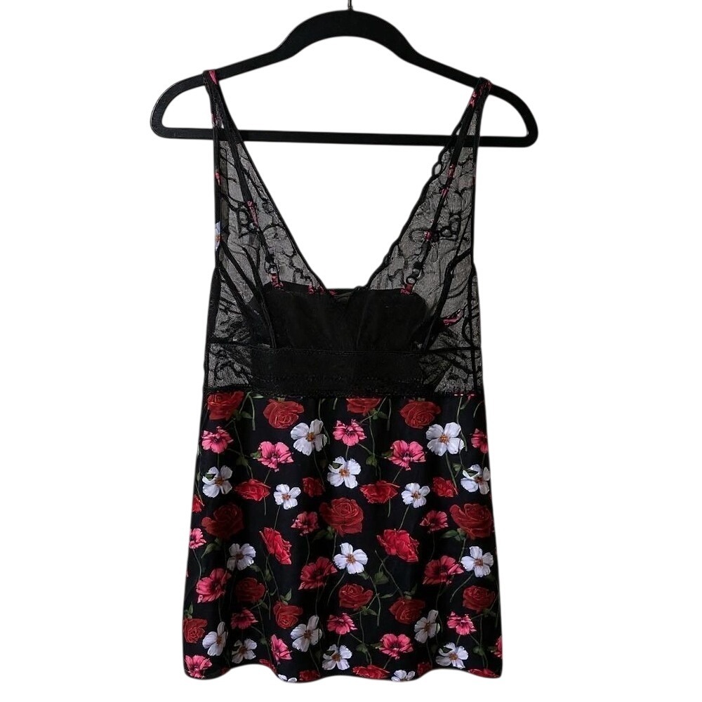 Hanky Panky S Chemise Intimate Satin I AM Dream‎ Black Floral Nightie NEW
